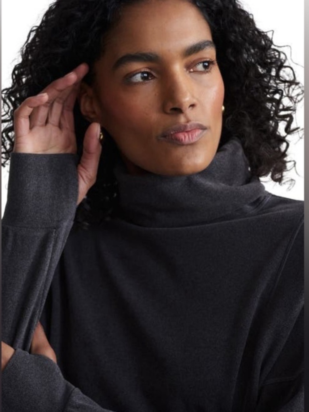 VARLEY Rainer Trainer Roll Neck Jumper Turtleneck Black Marl Medium - Picture 3 of 9
